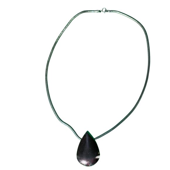 Gold- tone Teardrop Pendant Necklace With Snake Chain - Picture 1 of 4